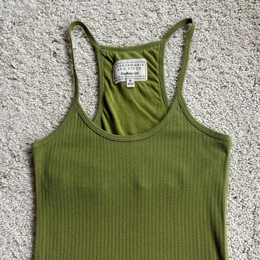 Vintage Abercrombie & Fitch Olive Camisole with Lace Detail - Picture 5 of 7